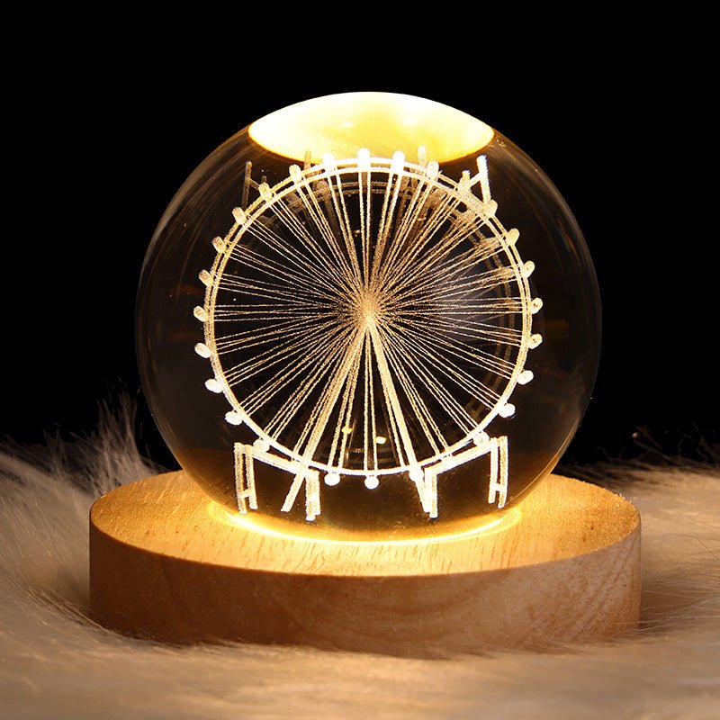 3D Galaxy Crystal Ball Lamp | Floating Planet LED Night Light - Glow & Drift