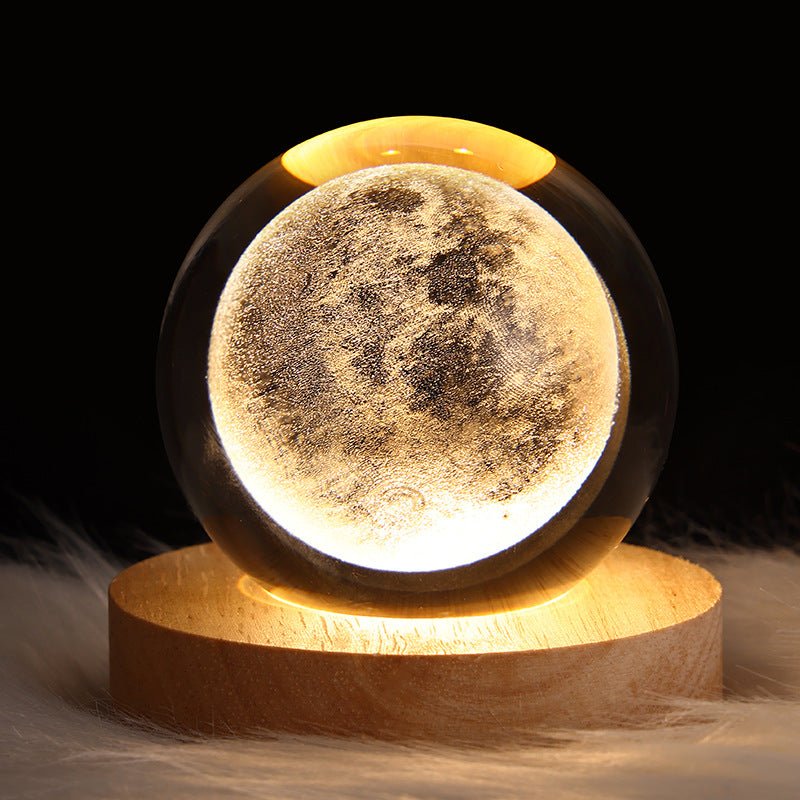3D Galaxy Crystal Ball Lamp | Floating Planet LED Night Light - Glow & Drift