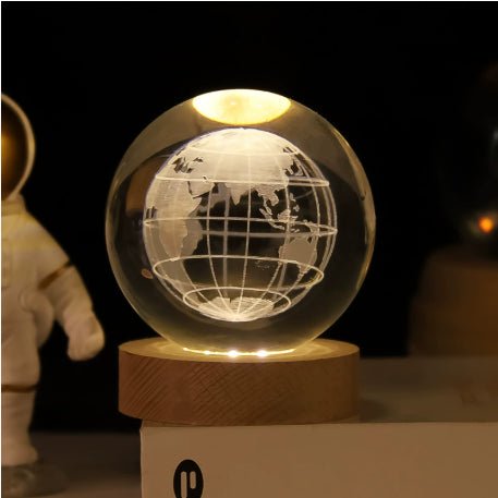 3D Galaxy Crystal Ball Lamp | Floating Planet LED Night Light - Glow & Drift