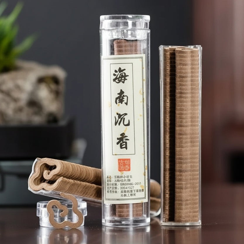 Glow & Drift Xiangyun Cloud Incense in clear tubes with traditional hand-pressed auspicious cloud-shaped incense pieces.
