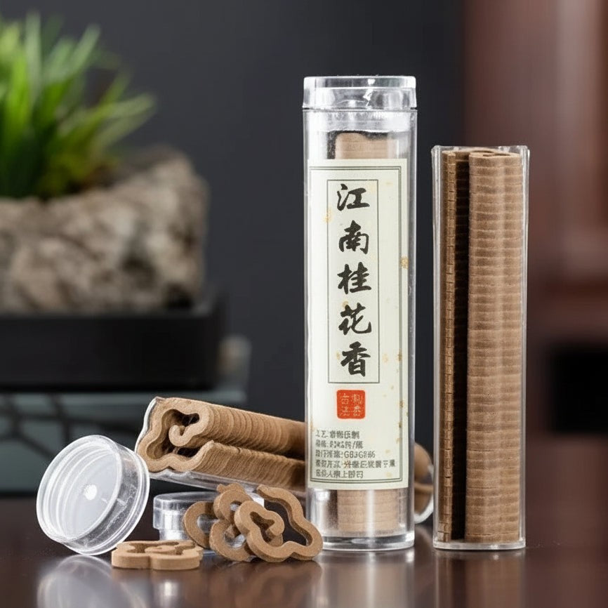 Glow & Drift Xiangyun cloud-shaped natural incense pieces in clear storage tubes for a clean, soot-free home fragrance.