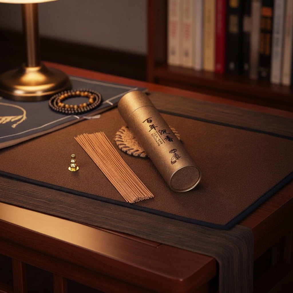 Tube of Old Eaglewood (Bai Nian Chen Xiang) incense sticks.