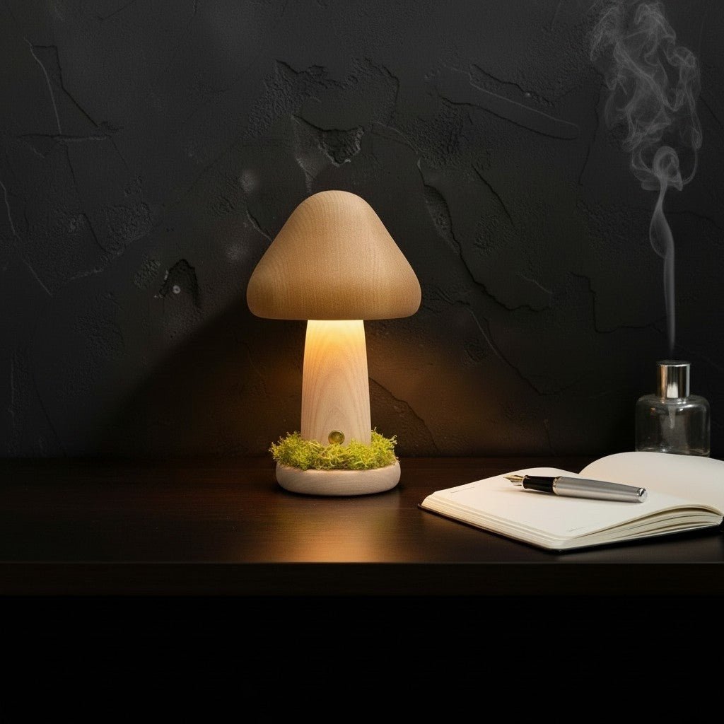 The Canopy Beech Wood Mushroom Lamp - Glow & Drift