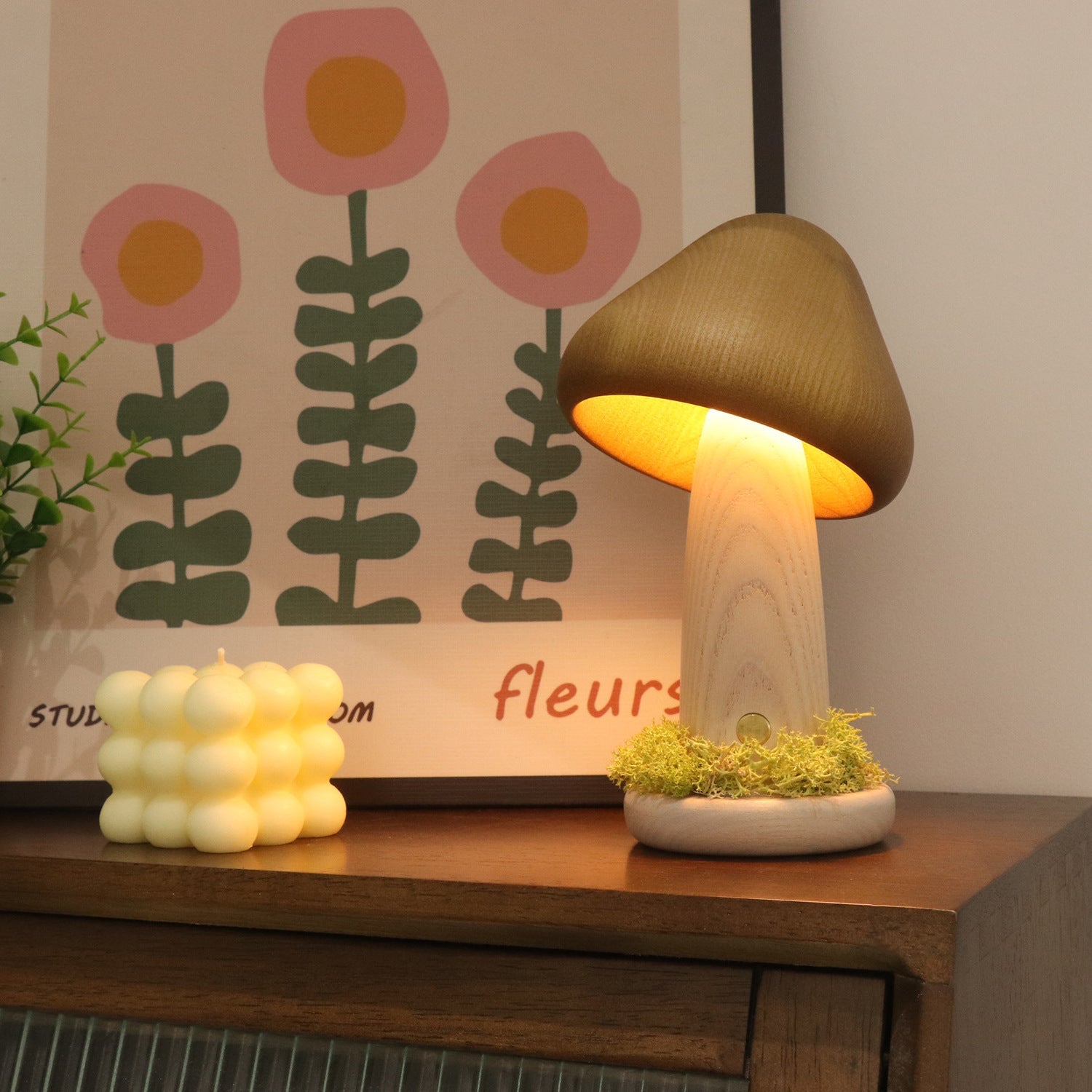 The Canopy Beech Wood Mushroom Lamp | Touch - Activated Night Light - Glow & Drift