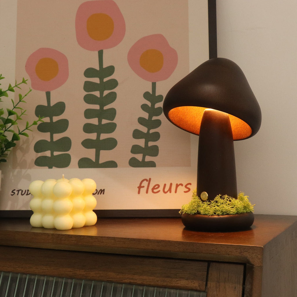 The Canopy Beech Wood Mushroom Lamp | Touch - Activated Night Light - Glow & Drift