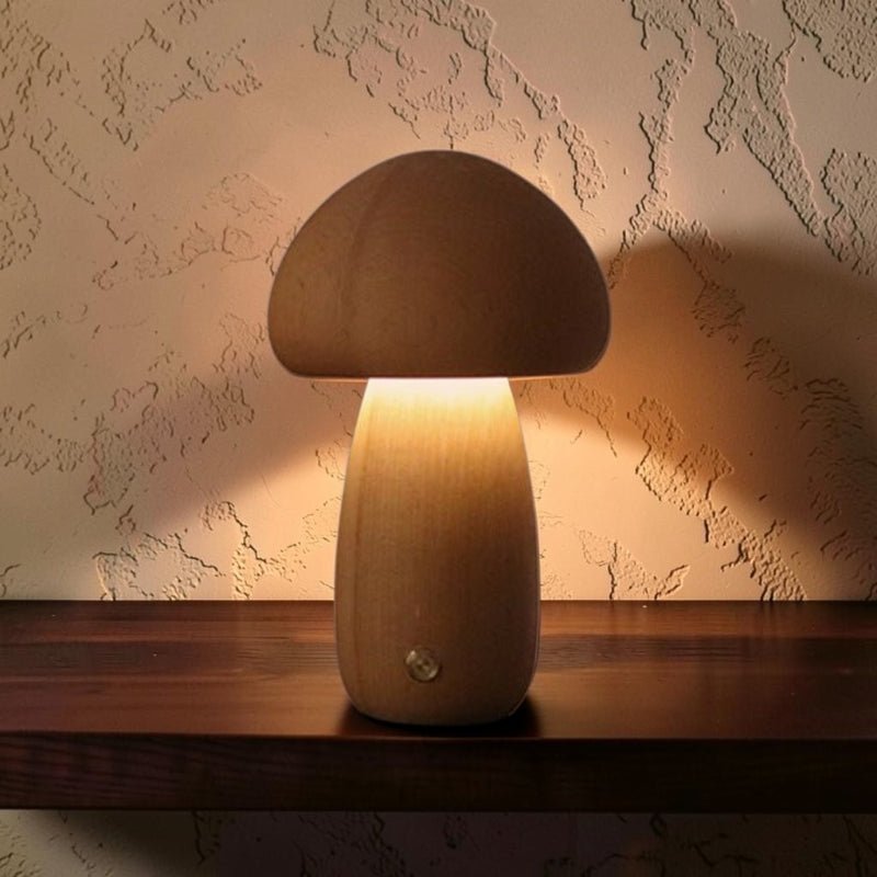 The Minimalist Wooden Mushroom Lamp - Glow & Drift