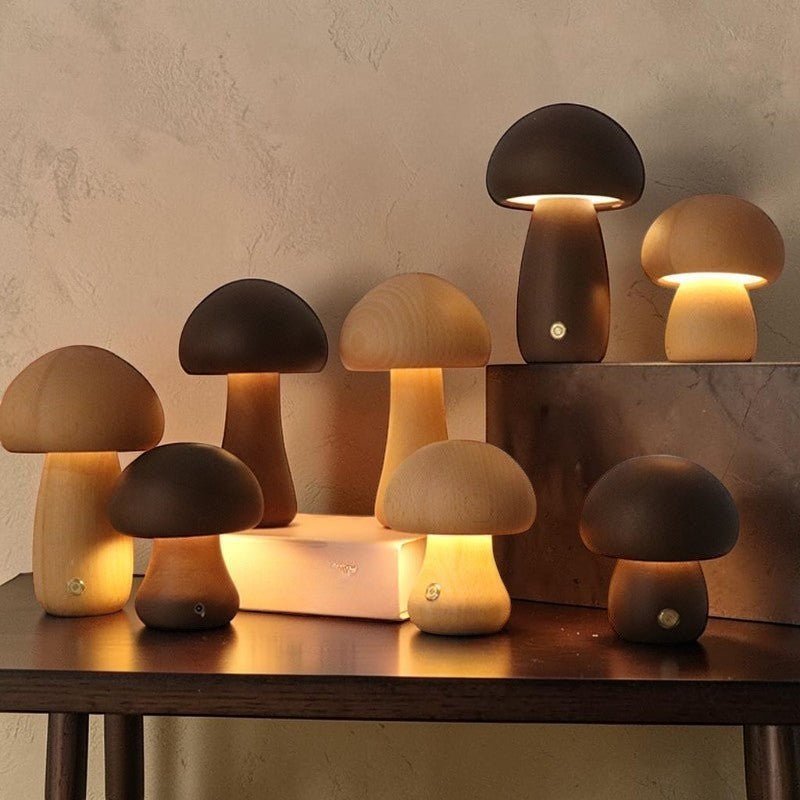 The Minimalist Wooden Mushroom Lamp - Glow & Drift