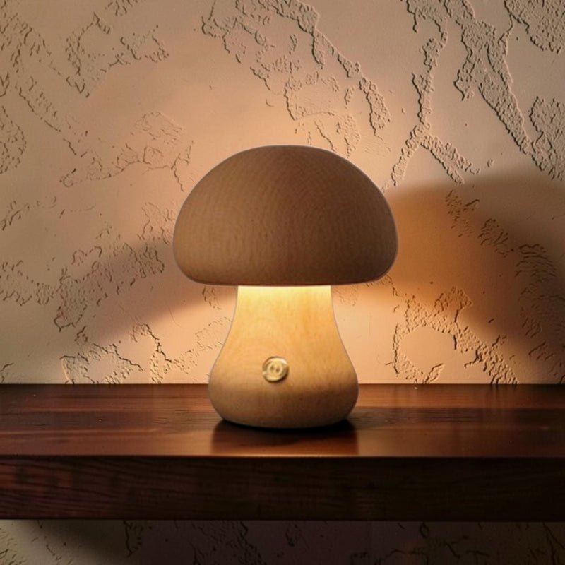 The Minimalist Wooden Mushroom Lamp - Glow & Drift
