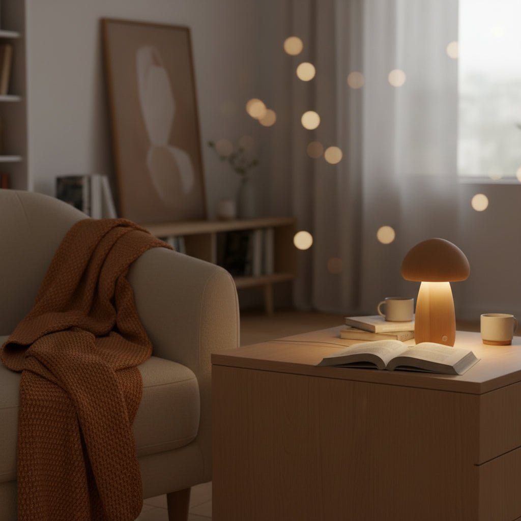 The Minimalist Wooden Mushroom Lamp - Glow & Drift