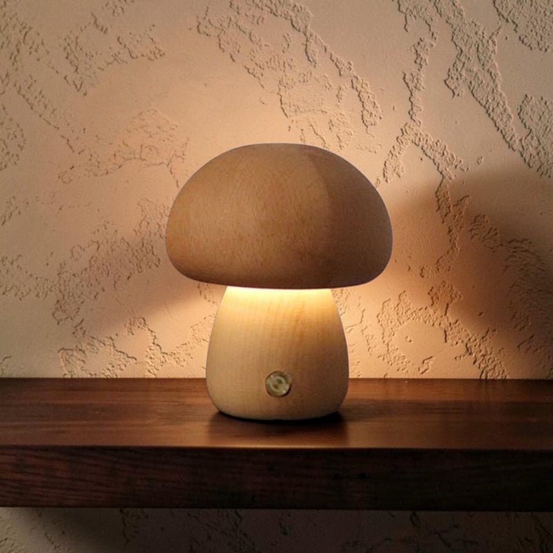 The Minimalist Wooden Mushroom Lamp - Glow & Drift