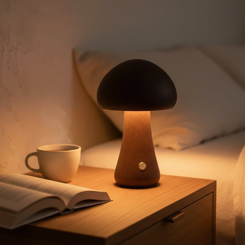 The Minimalist Wooden Mushroom Lamp - Glow & Drift