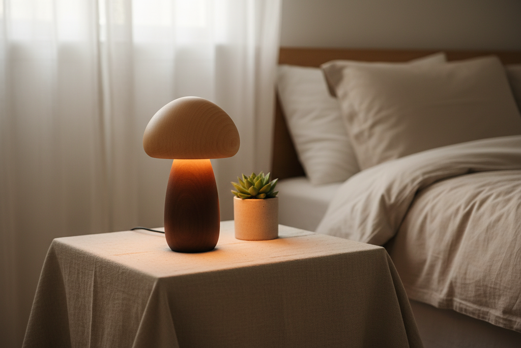 The Minimalist Wooden Mushroom Lamp