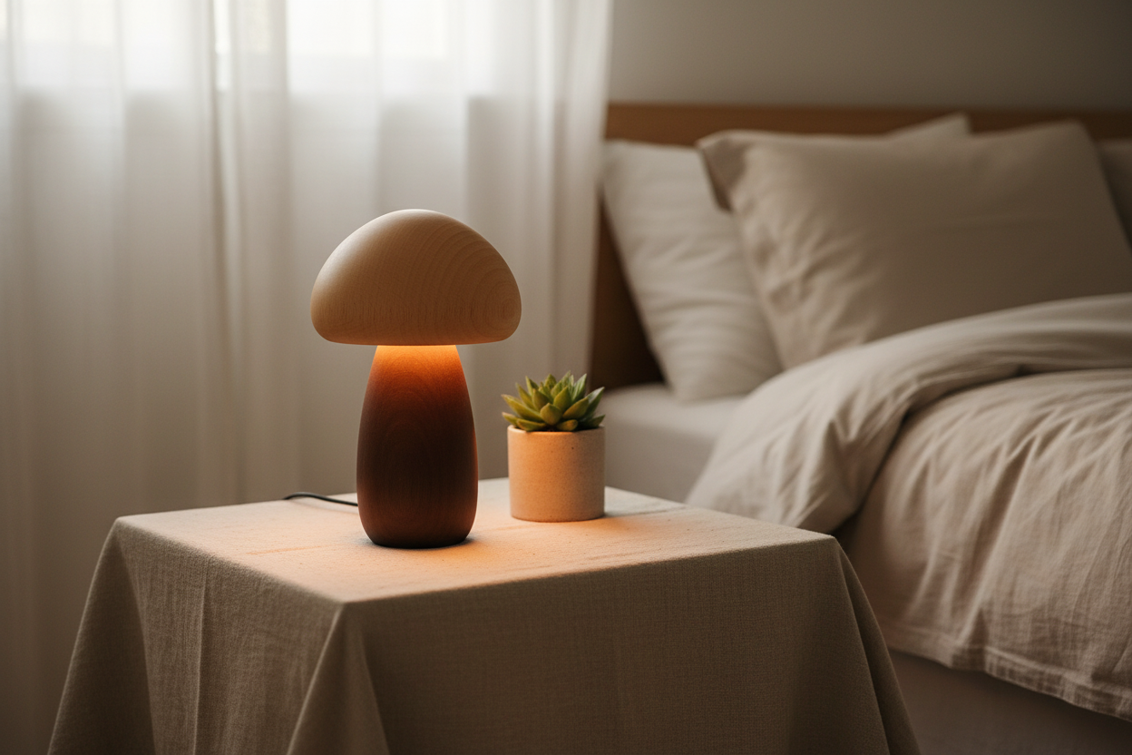 The Minimalist Wooden Mushroom Lamp