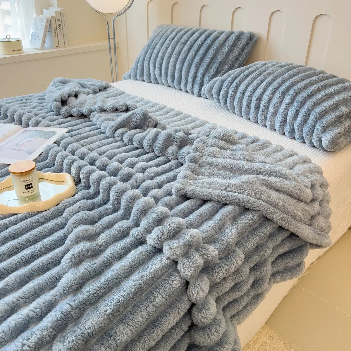 Thickened Wide - Stripe Throw Blanket | Premium Cozy Bed Cover - Glow & Drift
