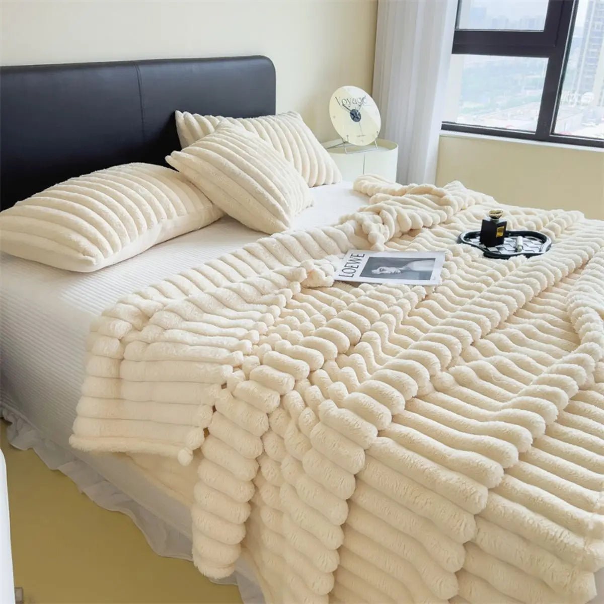 Thickened Wide - Stripe Throw Blanket | Premium Cozy Bed Cover - Glow & Drift