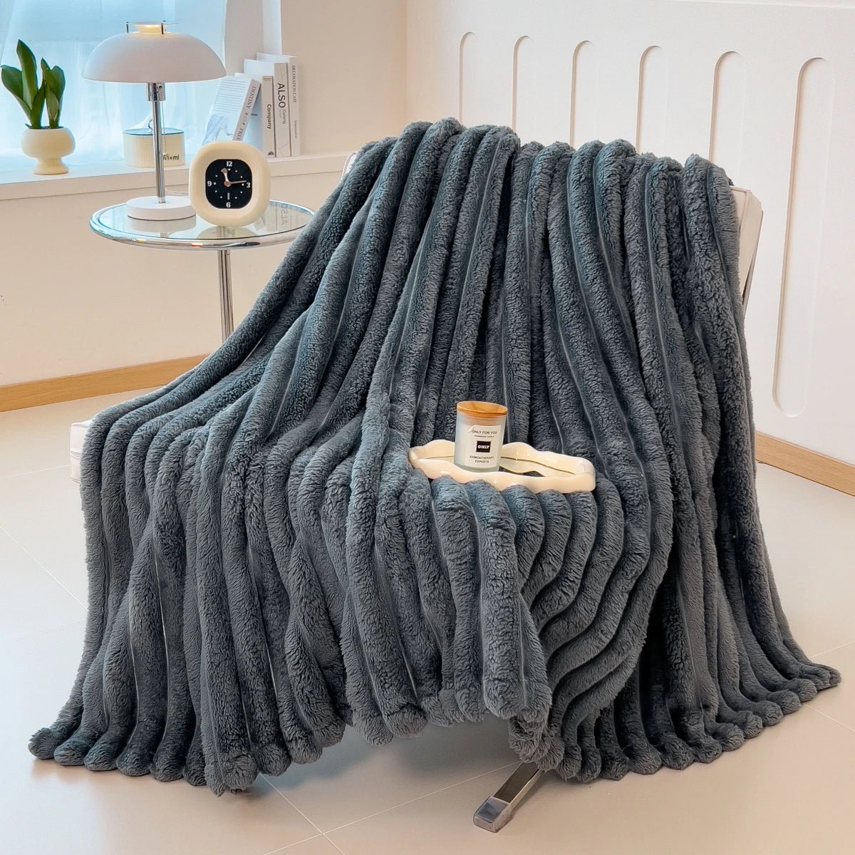 Thickened Wide - Stripe Throw Blanket | Premium Cozy Bed Cover - Glow & Drift