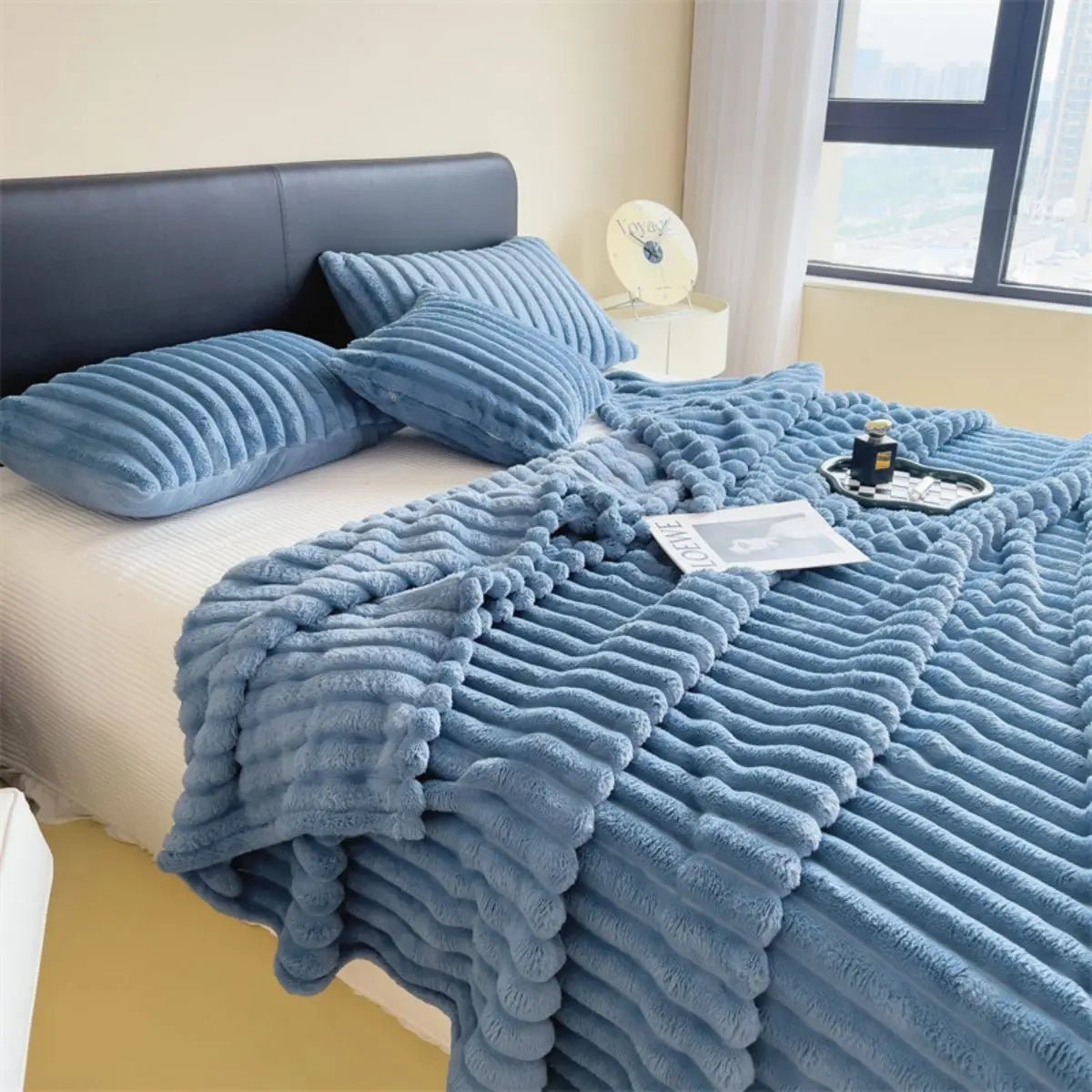 Thickened Wide - Stripe Throw Blanket | Premium Cozy Bed Cover - Glow & Drift