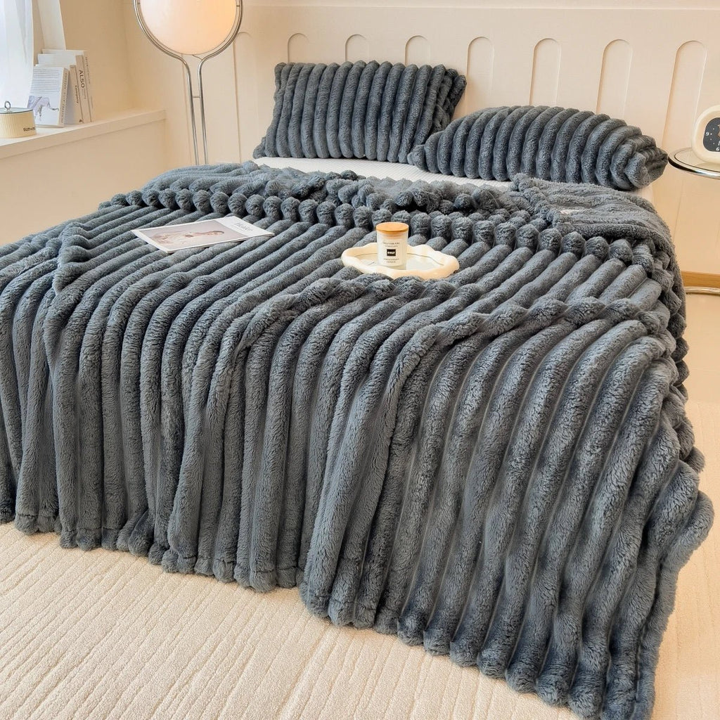 Thickened Wide - Stripe Throw Blanket | Premium Cozy Bed Cover - Glow & Drift