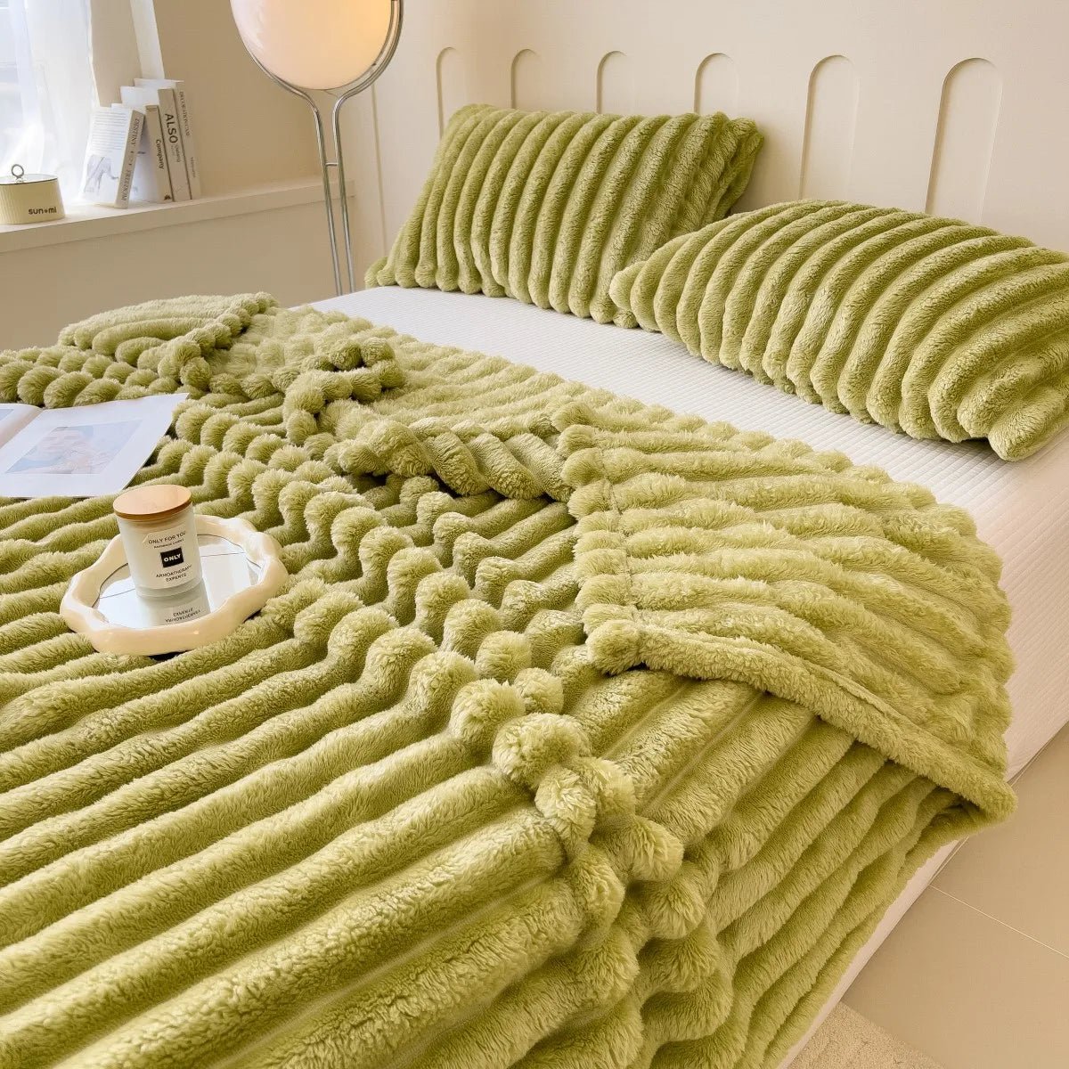 Thickened Wide - Stripe Throw Blanket | Premium Cozy Bed Cover - Glow & Drift