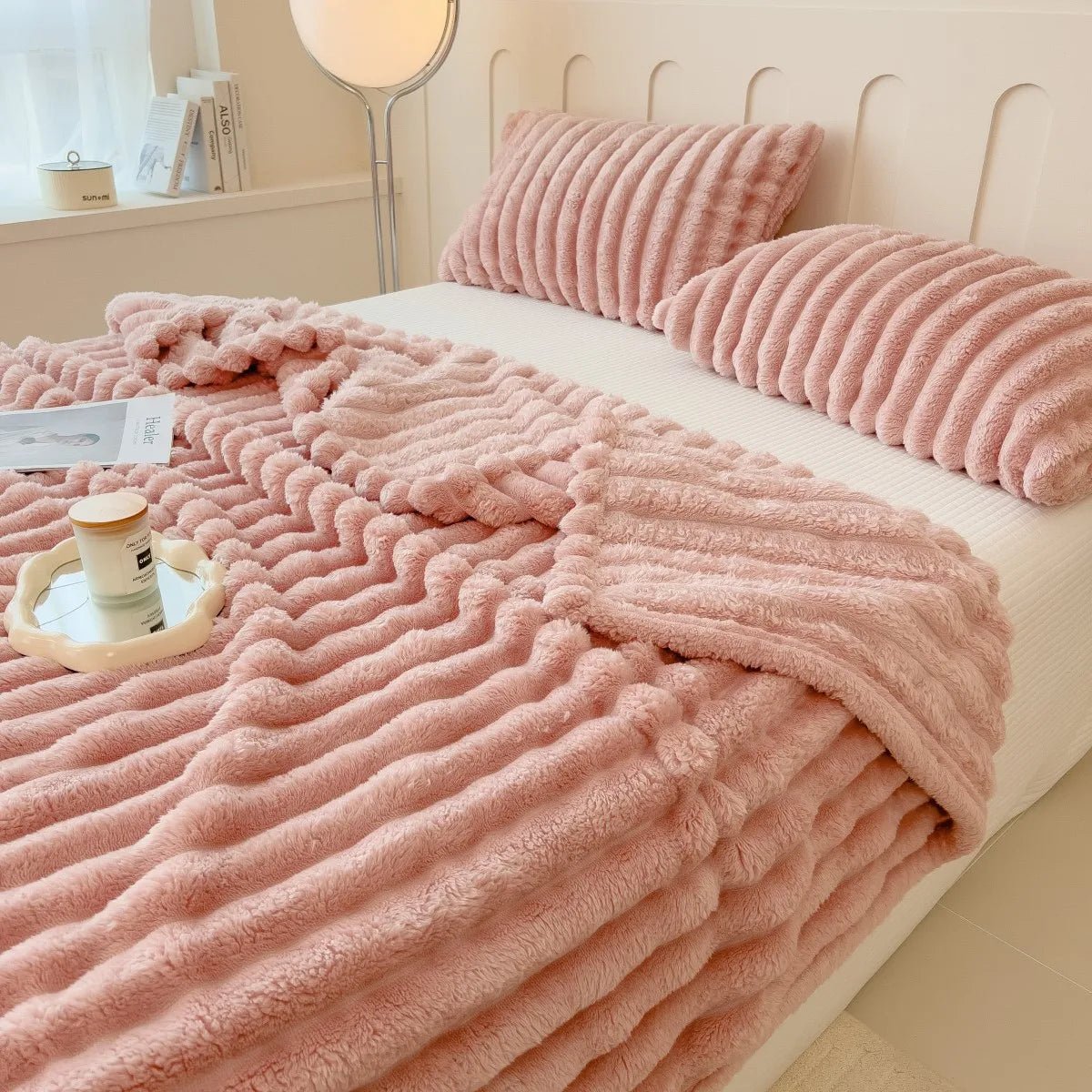 Thickened Wide - Stripe Throw Blanket | Premium Cozy Bed Cover - Glow & Drift