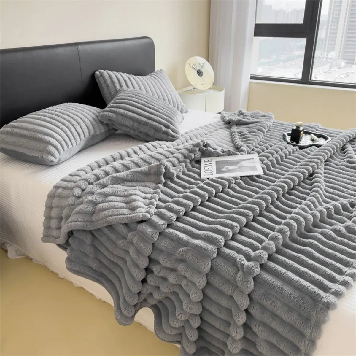 Thickened Wide - Stripe Throw Blanket | Premium Cozy Bed Cover - Glow & Drift