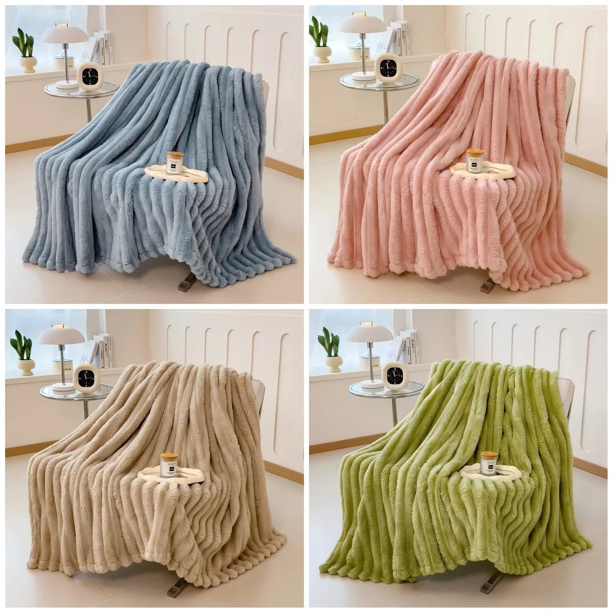 Thickened Wide - Stripe Throw Blanket | Premium Cozy Bed Cover - Glow & Drift
