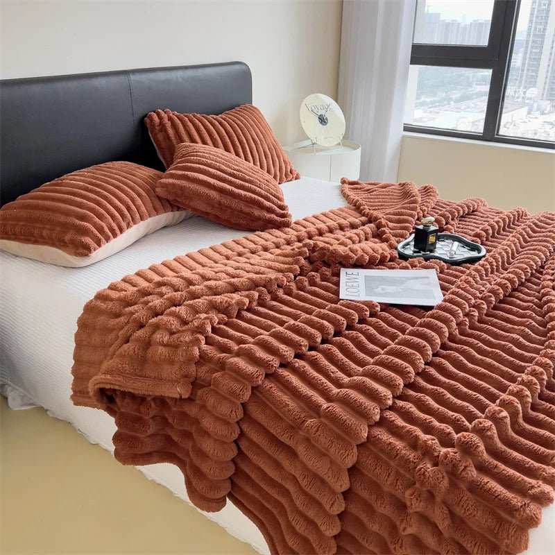 Thickened Wide - Stripe Throw Blanket | Premium Cozy Bed Cover - Glow & Drift