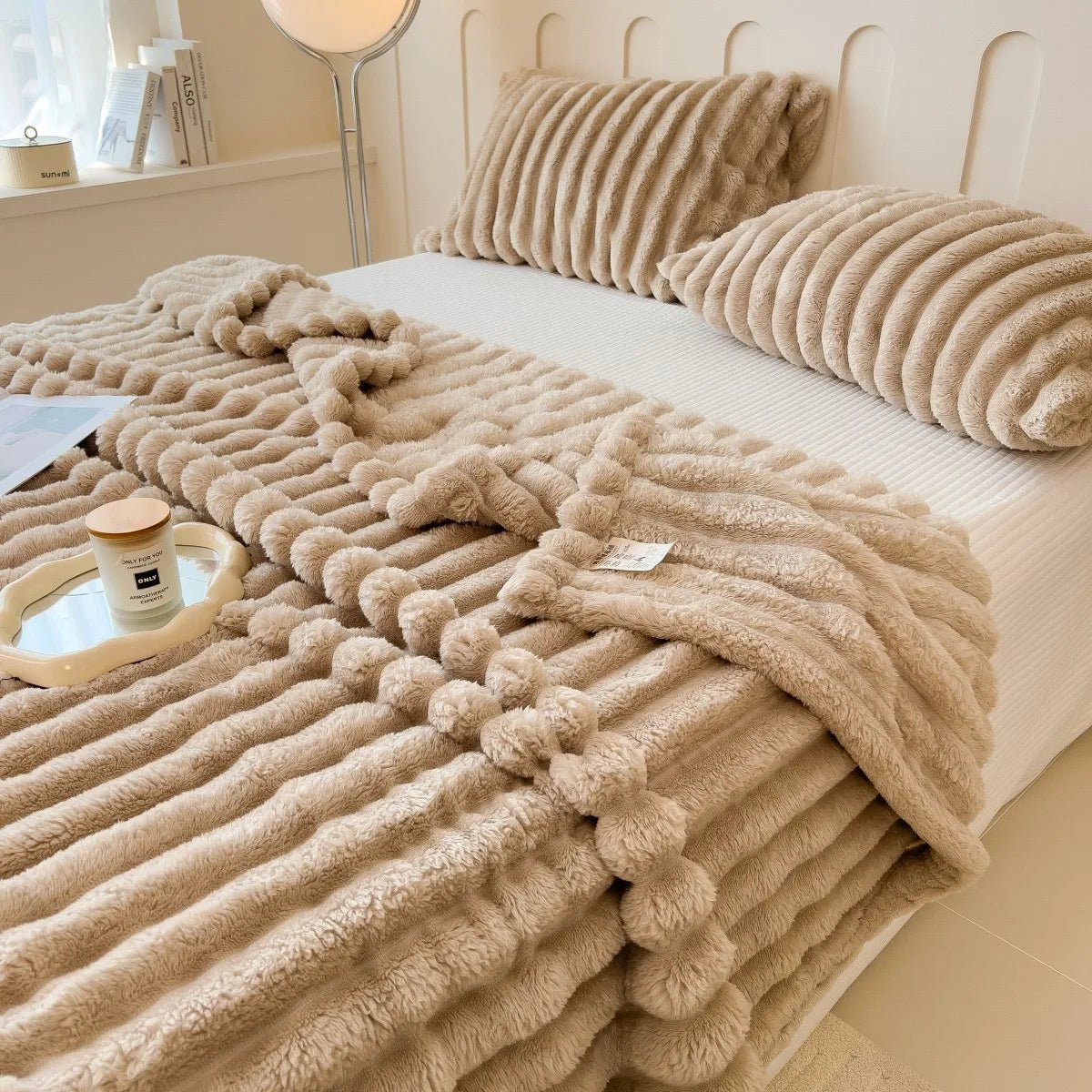 Thickened Wide - Stripe Throw Blanket | Premium Cozy Bed Cover - Glow & Drift