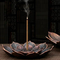 Vintage Lotus Bronze Incense Burner Plate | Alloy Ash Catcher - Glow & Drift