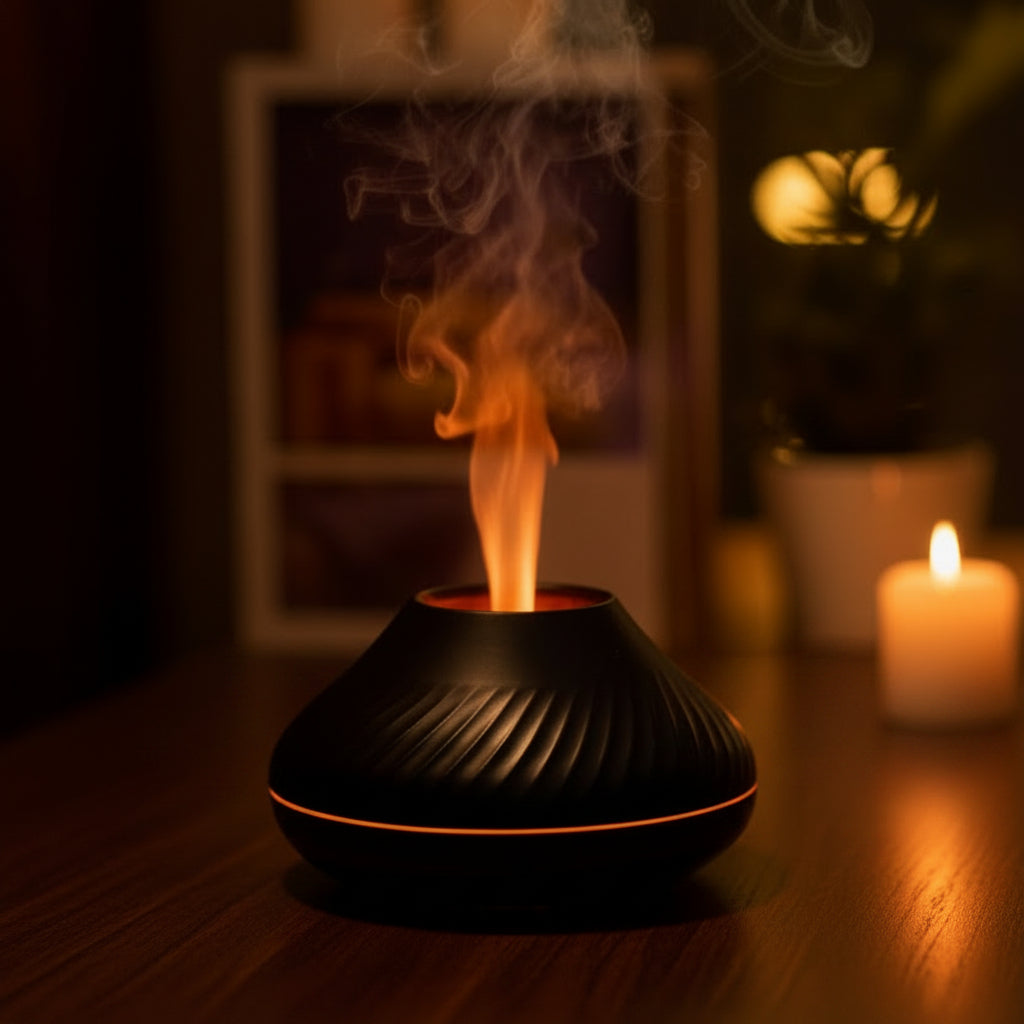 Close-up of the volcanic fire mist effect on the Volcanic Eruption Aroma Diffuser.